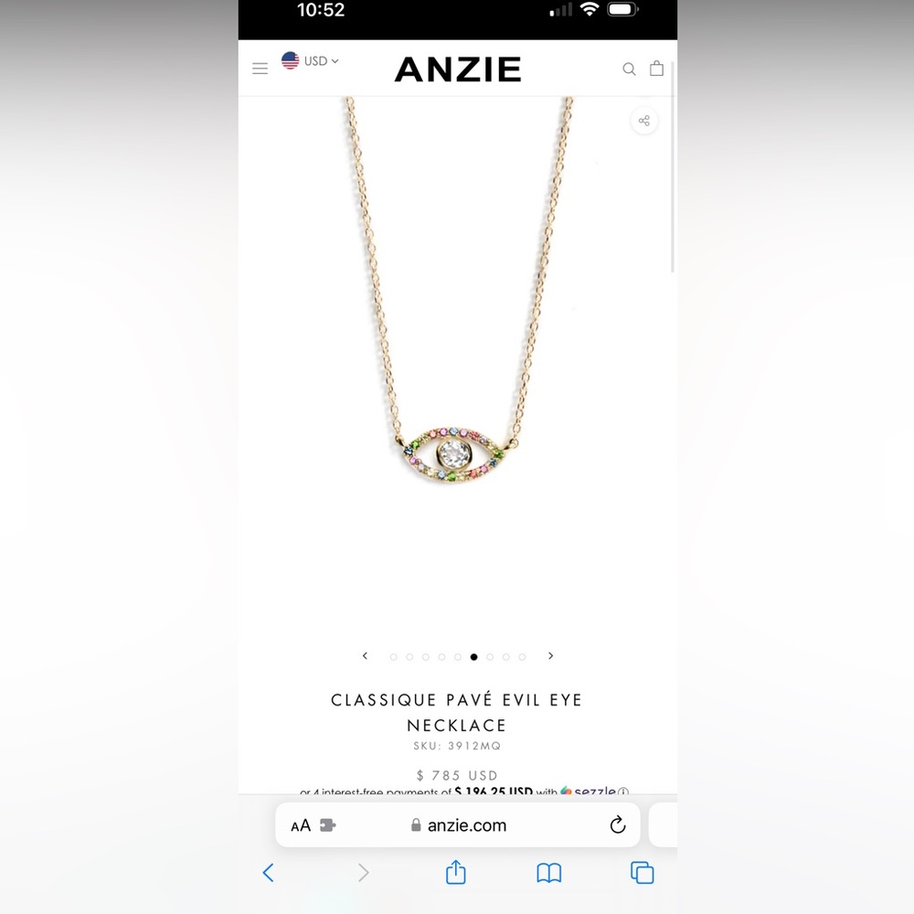 Brand new 14k gold evil eye necklace with colored gems